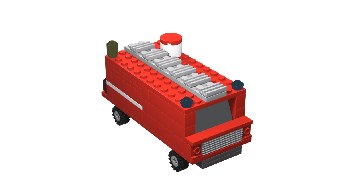The fire truck model, assembled